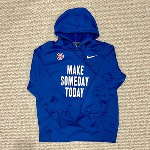 Chicago Cubs Nike Therma-Fit Blue Hoodie ‘Make Someday Today’, Mens Large